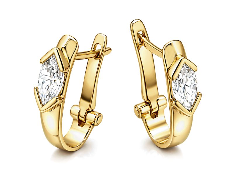 Złote kolczyki z cyrkoniami - 8142