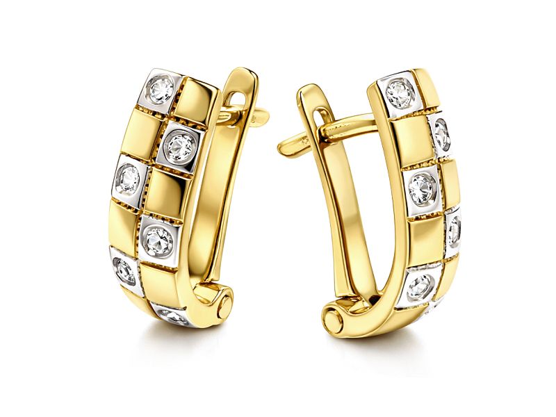 Złote kolczyki z cyrkoniami - 8145