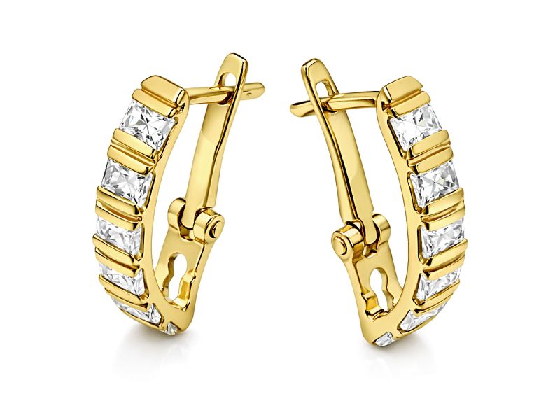 Złote kolczyki z cyrkoniami - 8147