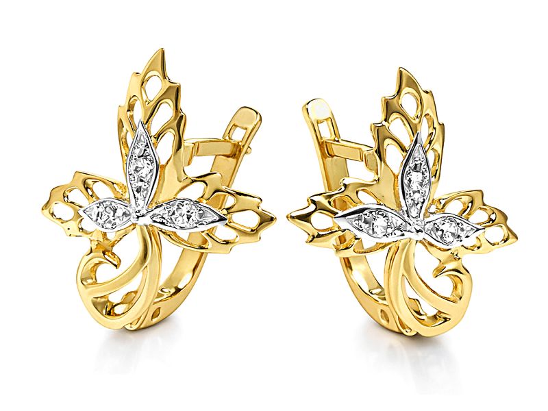 Złote kolczyki z cyrkoniami - 8149