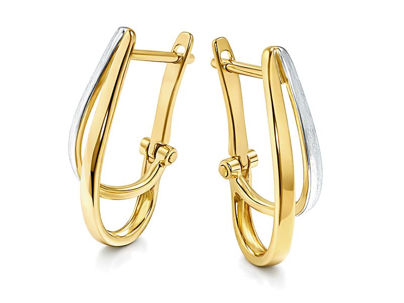 Złote kolczyki z elementami rodowanymi - 8150