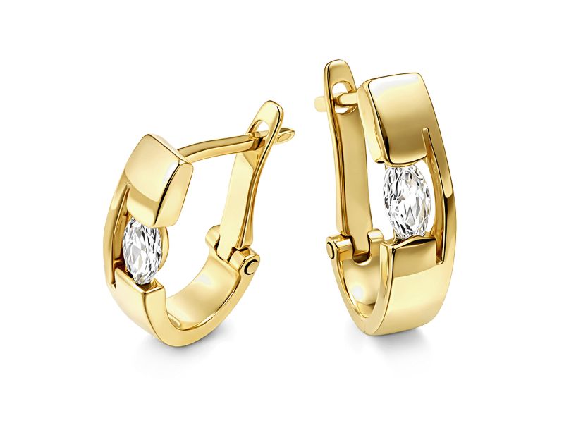 Złote kolczyki z cyrkoniami - 8153