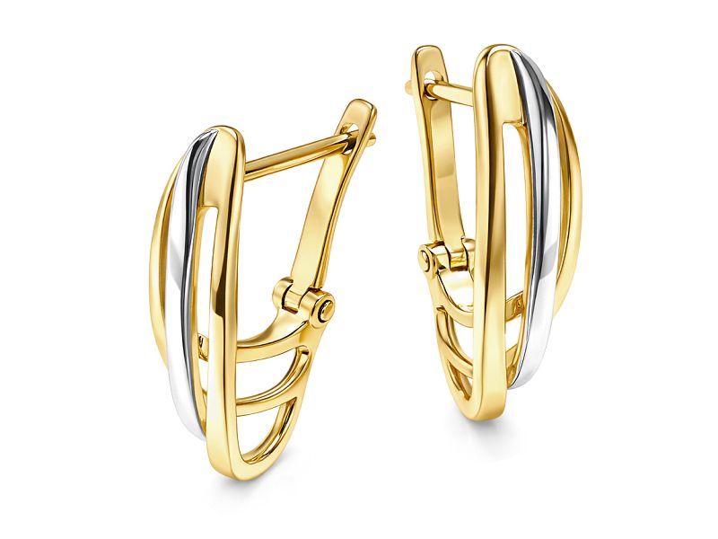 Złote kolczyki z elementami rodowanymi - 8154