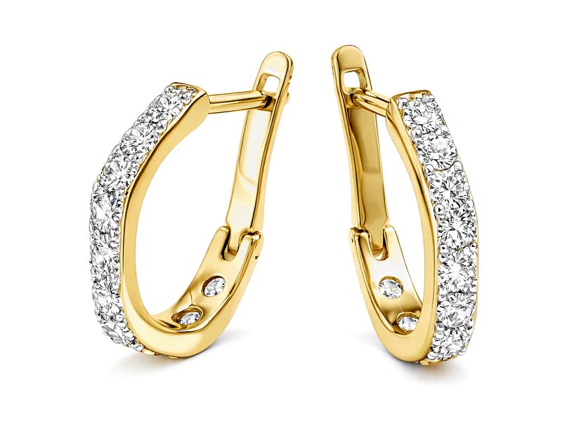 Złote kolczyki z cyrkoniami i rodowanymi detalami - 8168