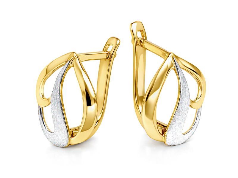 Złote kolczyki z cyrkoniami żółte złoto rodowane - 8177