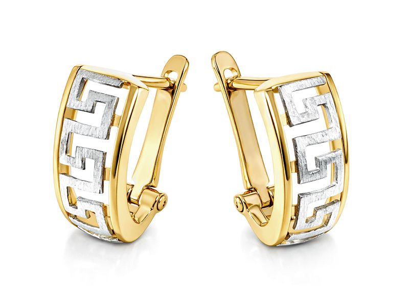 Złote kolczyki cyrkonie żółte złoto - 8182