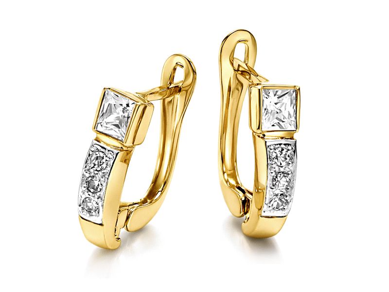 Złote kolczyki z cyrkoniami - 8191