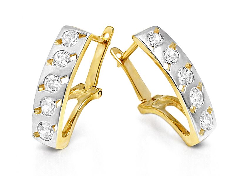 Złote kolczyki z cyrkoniami - 8198