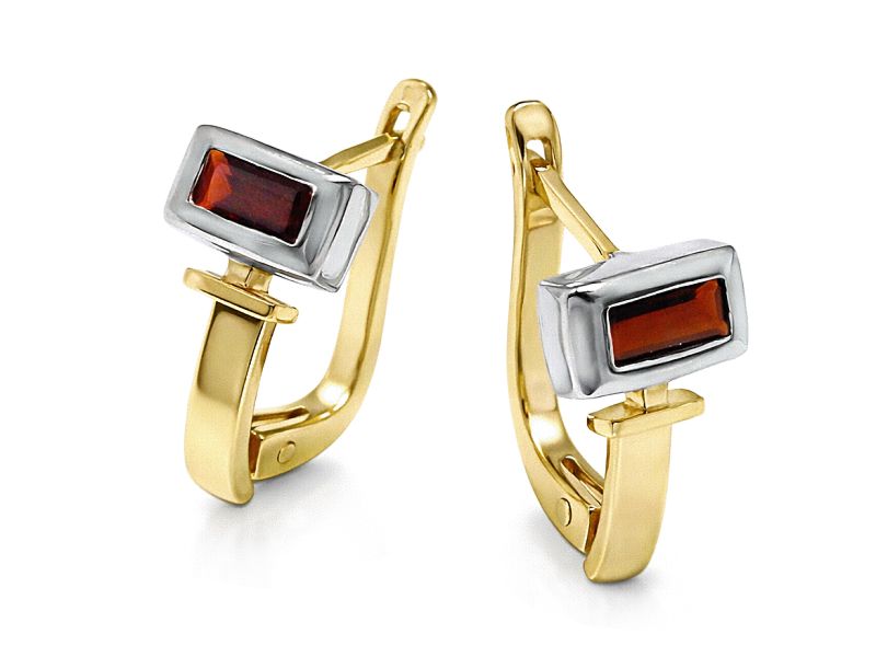 Złote kolczyki z granatami - 8199