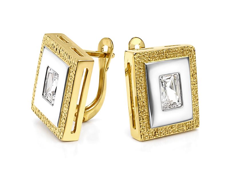 Złote kolczyki z cyrkoniami - 8207