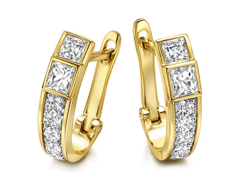 Złote kolczyki z cyrkoniami - 8216