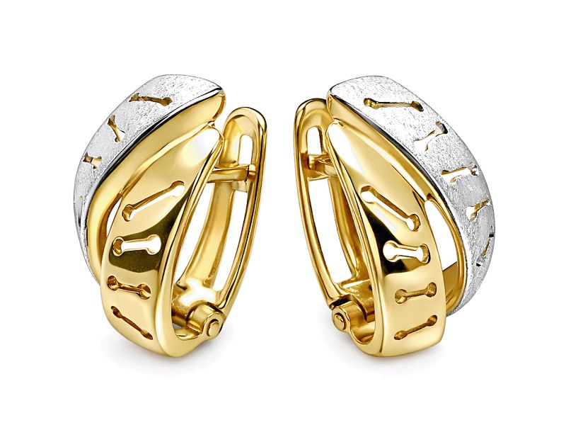 Złote kolczyki z rodowanym akcentem - 8224