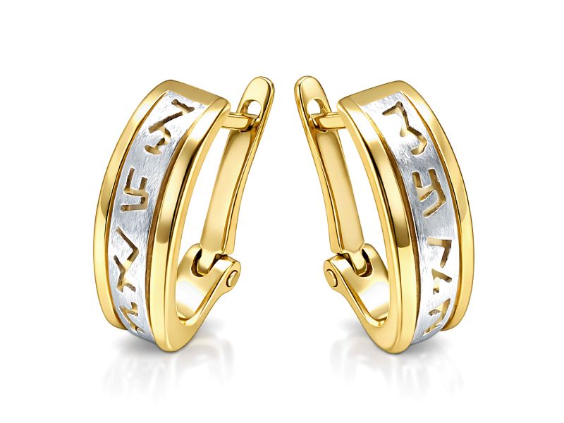 Złote kolczyki z rodowanymi elementami - 8245