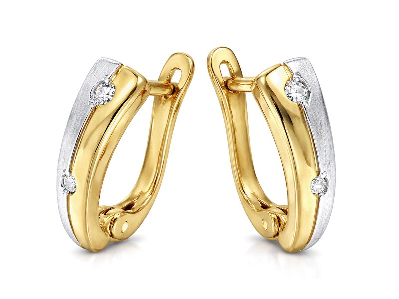 Złote kolczyki z cyrkoniami i rodowaniem - 8246