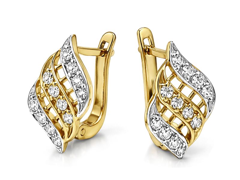 Złote kolczyki z cyrkoniami - 8253