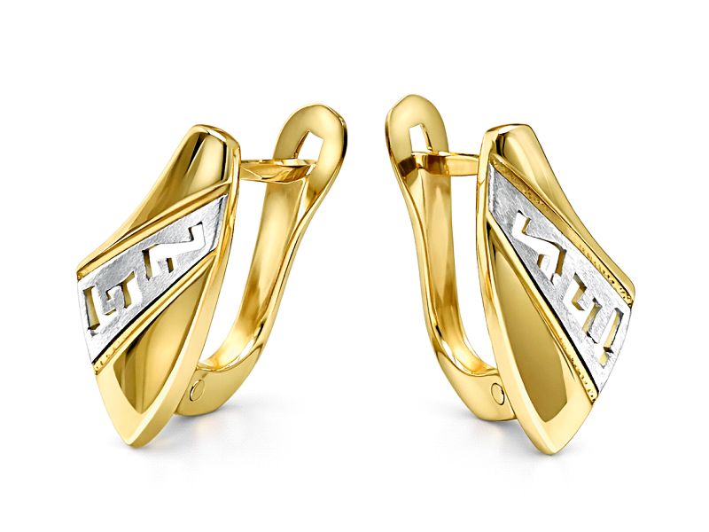 Złote kolczyki z rodowanym akcentem - 8256