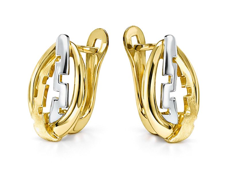 Złote kolczyki z rodowanymi elementami - 8257