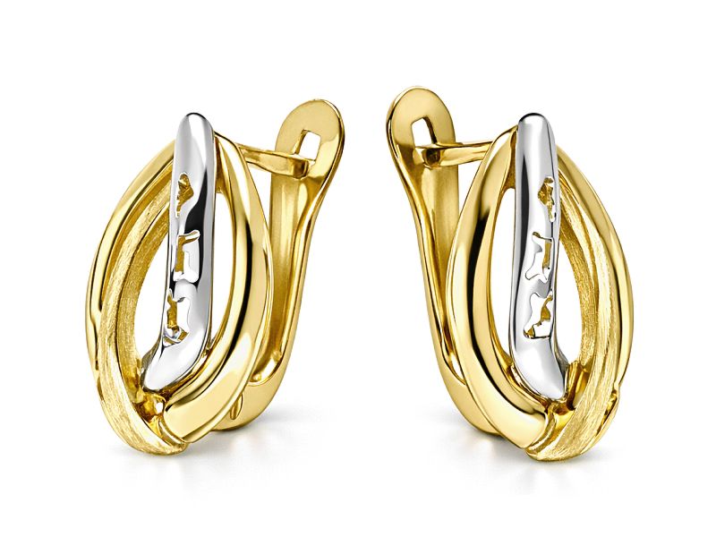 Złote kolczyki z rodowanymi akcentami - 8258