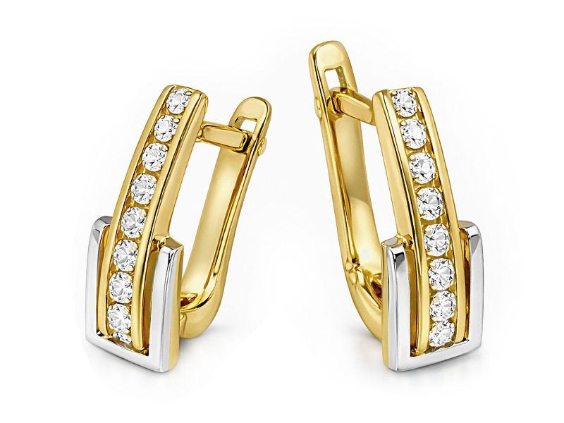 Złote kolczyki z cyrkoniami - 8264