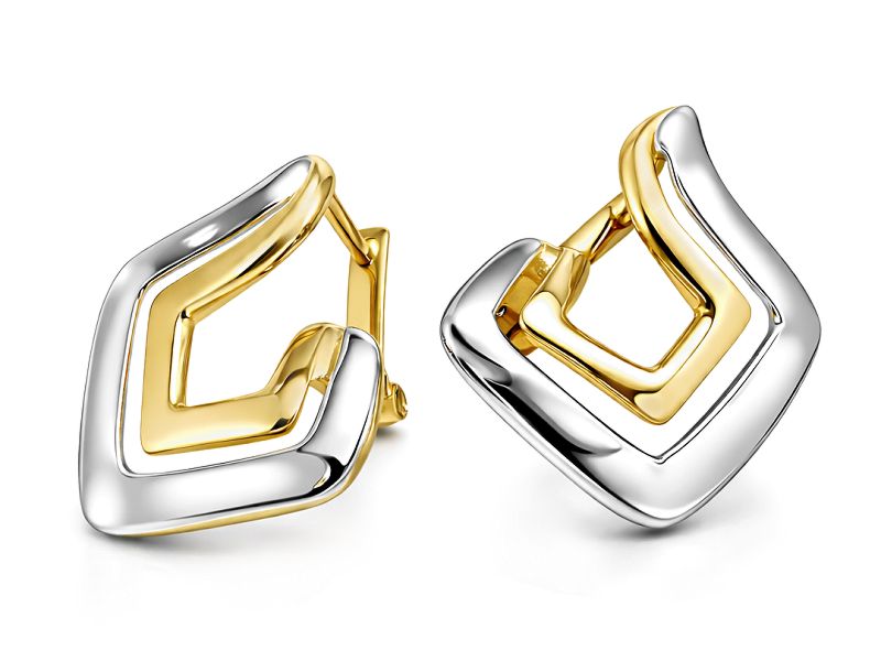 Złote kolczyki z rodowanymi elementami - 8270