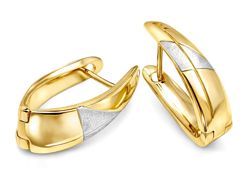 Złote kolczyki z rodowanymi detalami - 8271