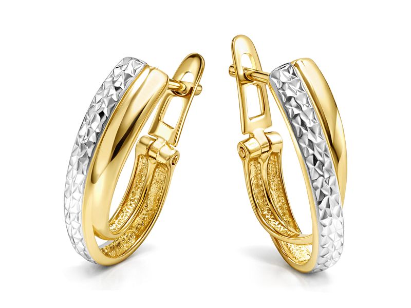 Złote kolczyki z rodowanymi elementami - 8276