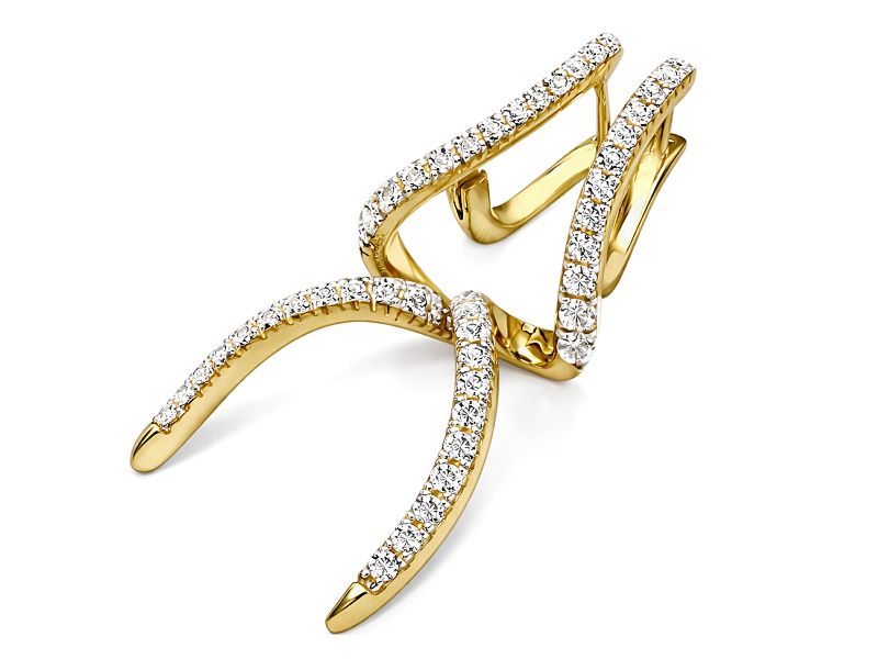 Złote kolczyki z cyrkoniami i rodowanymi detalami - 8279