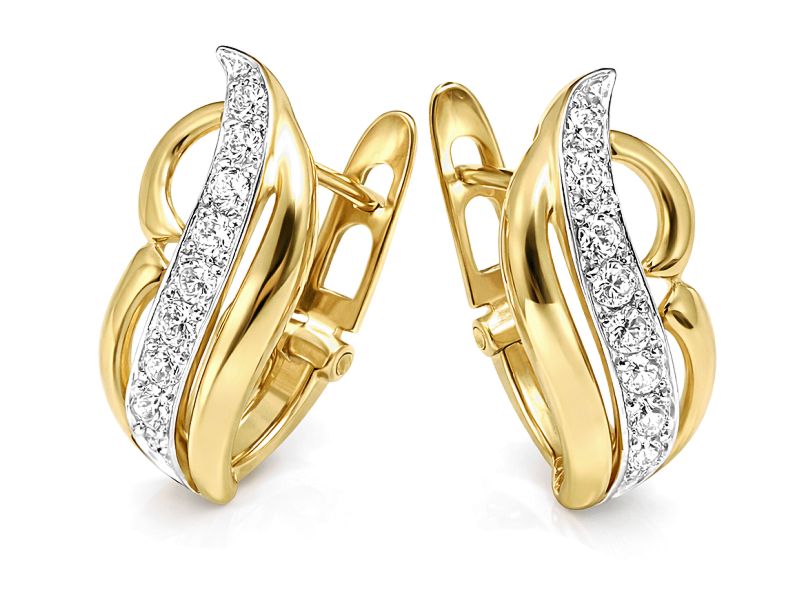 Złote kolczyki z cyrkoniami - 8289