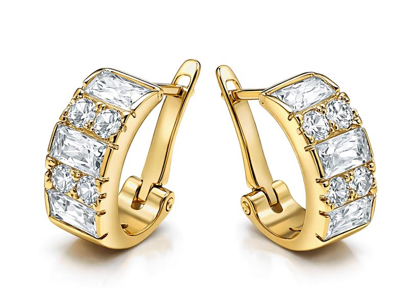 Złote kolczyki z cyrkoniami - 8292