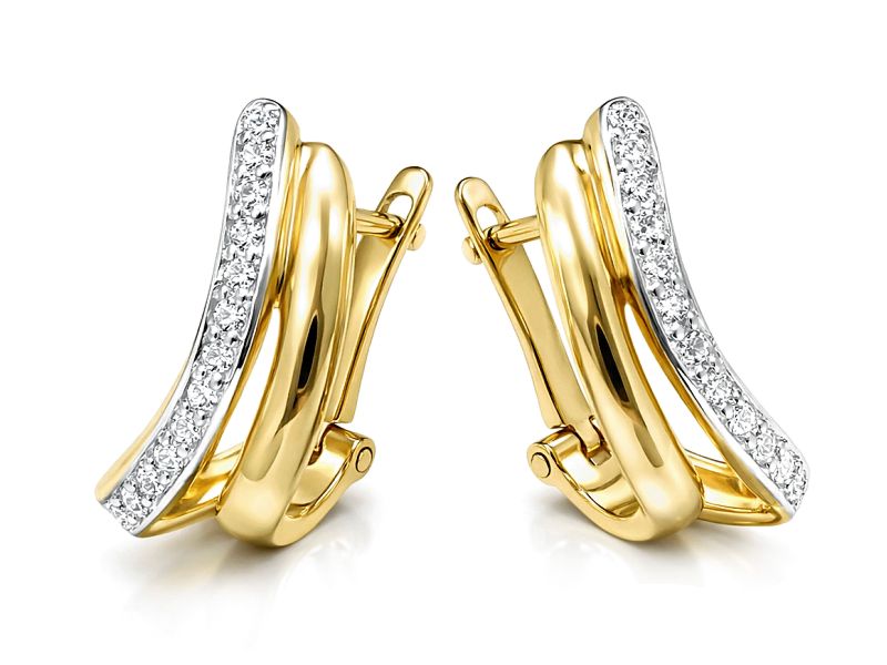 Złote kolczyki z brylantami żółte złoto - 8294br_Si