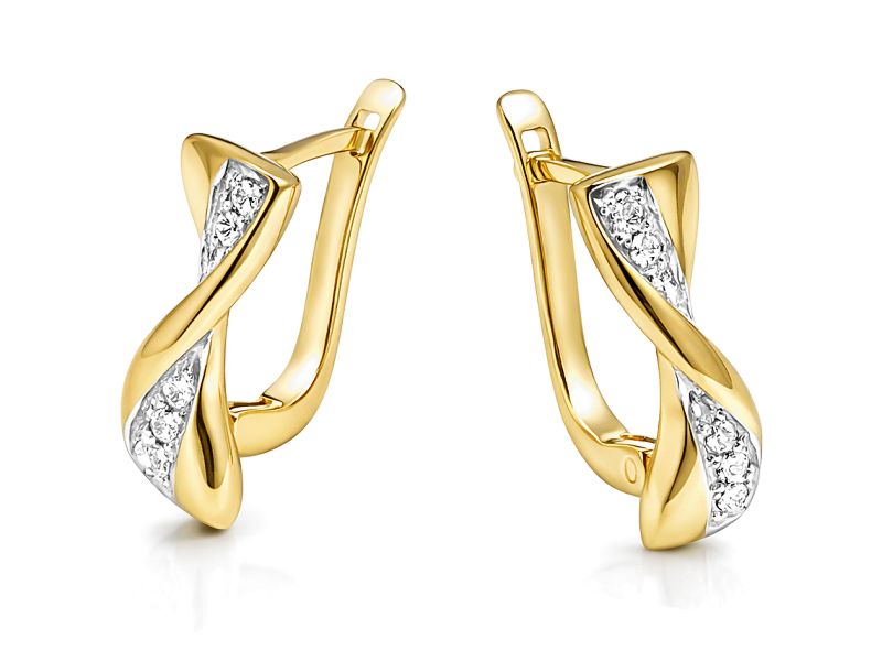 Złote kolczyki z brylantami żółte złoto - 8296br_Si