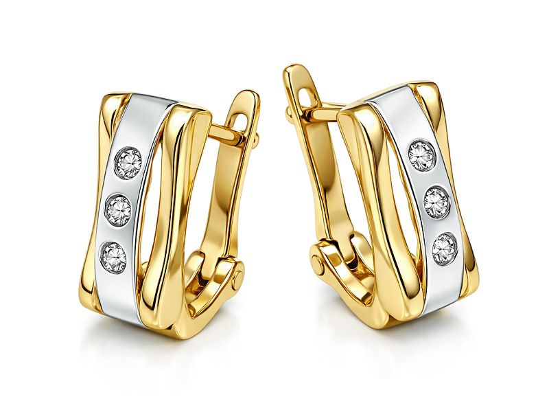Złote kolczyki z cyrkoniami - 8306