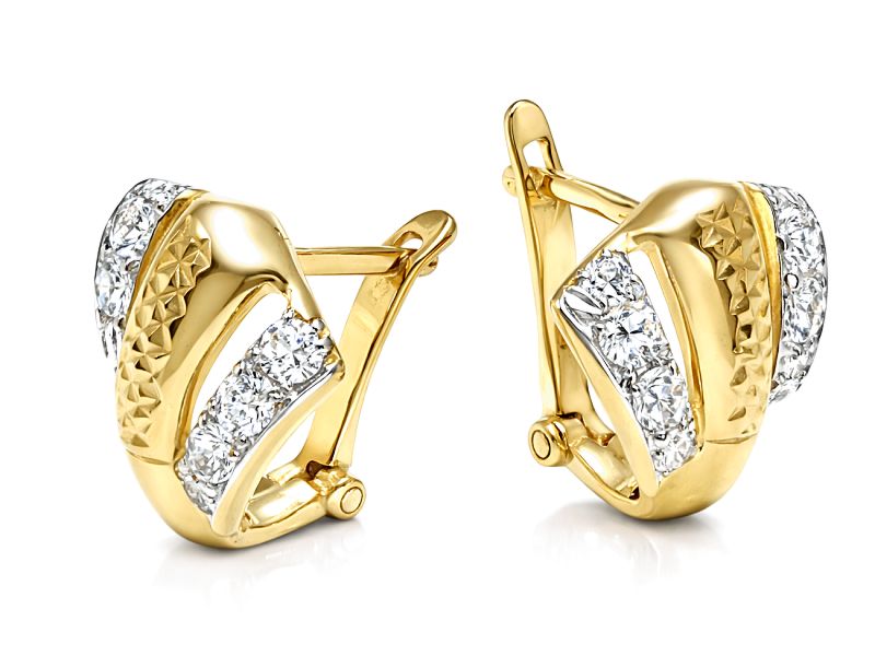 Złote kolczyki z cyrkoniami - 8314