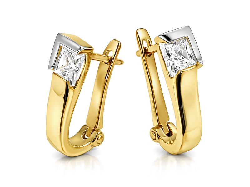 Złote kolczyki z cyrkoniami - 8327