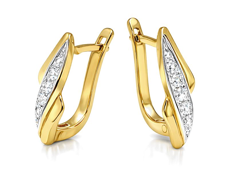 Złote kolczyki z cyrkoniami - 8328