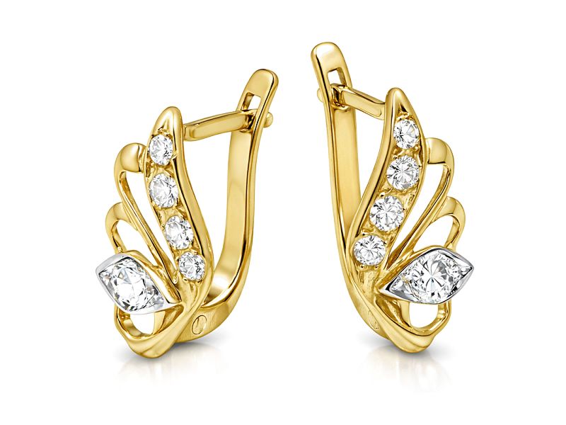 Złote kolczyki z cyrkoniami - 8329