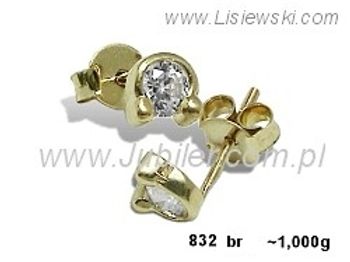 Złote Kolczyki z brylantami żółte złoto 585 - 832br_SI_H - 1