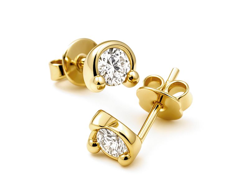 Złote kolczyki z brylantami żółte złoto - 832br_SI_H