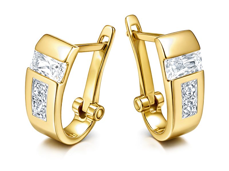 Złote kolczyki z cyrkoniami - 8334