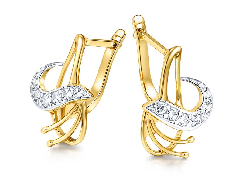 Złote kolczyki z cyrkoniami - 8337