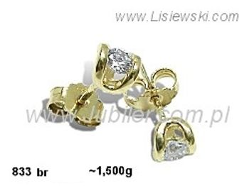 Złote Kolczyki z brylantami żółte złoto 585 - 833br_SI_H - 1