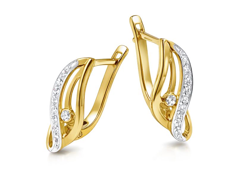 Złote kolczyki z cyrkoniami - 8344