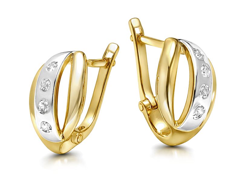 Złote kolczyki z cyrkoniami - 8347