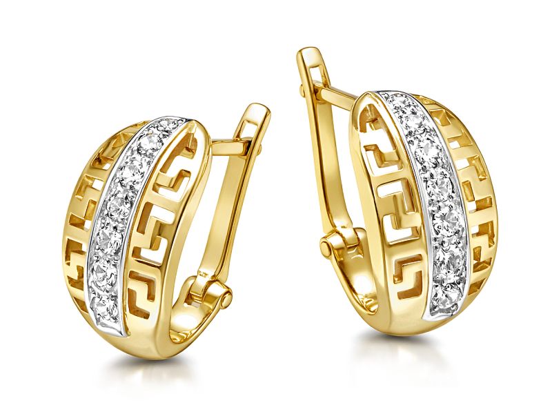 Złote kolczyki z cyrkoniami - 8348