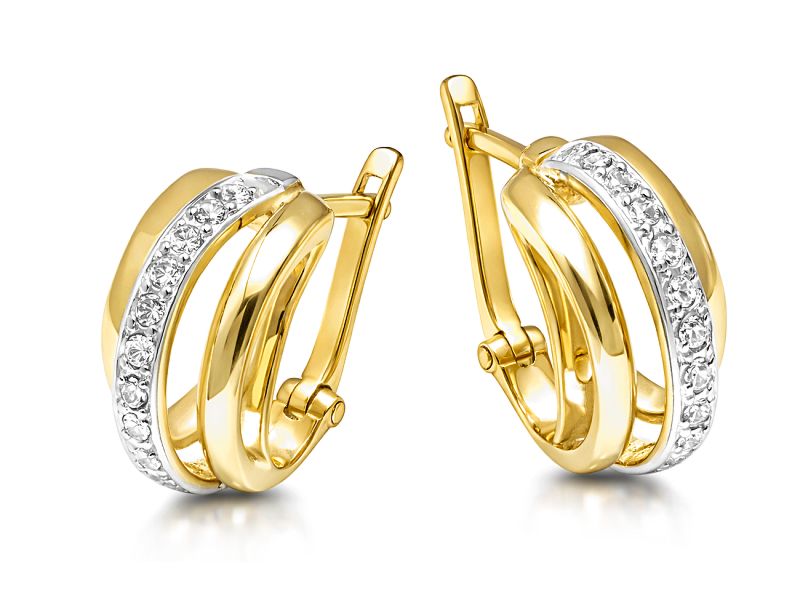 Złote kolczyki z cyrkoniami - 8349