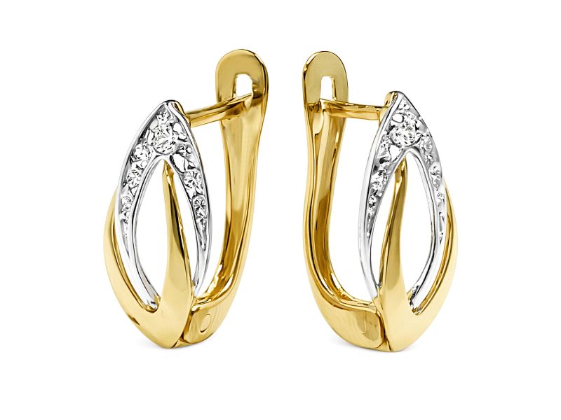 Złote kolczyki z cyrkoniami żółte złoto - 835