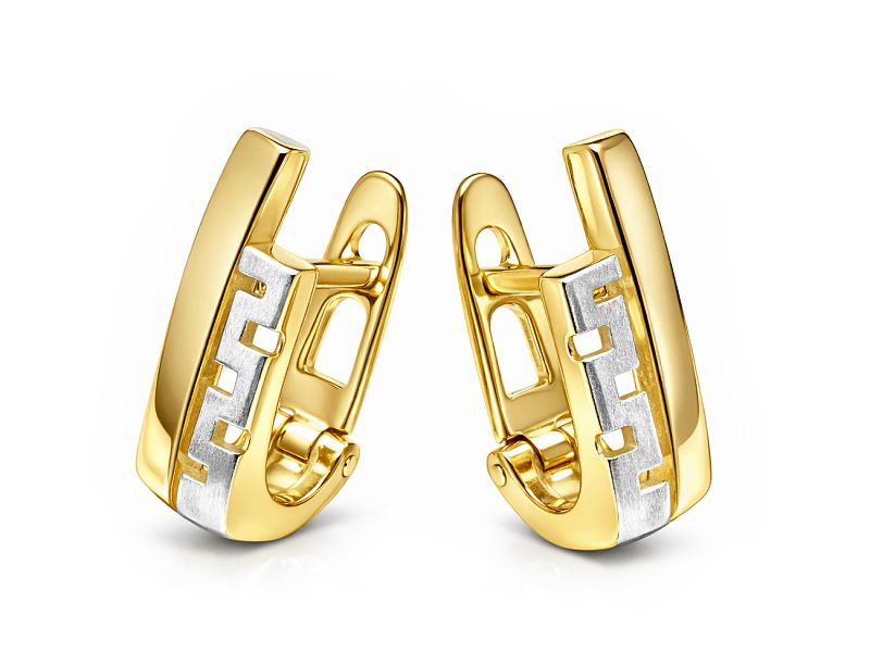 Złote kolczyki z żółtego złota rodowane - 8354