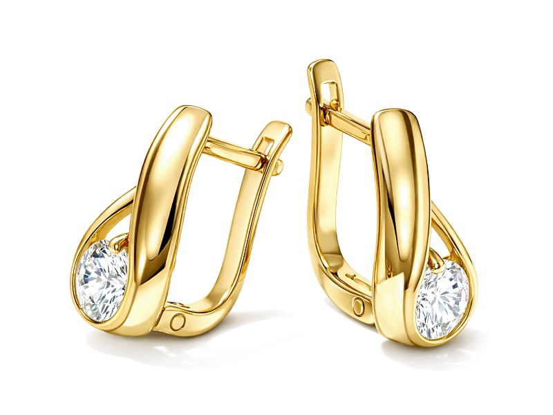 Złote kolczyki z żółtego złota z brylantami - 8357br_P_H