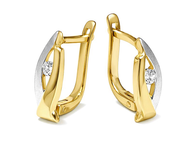 Złote kolczyki żółtego złota z brylantami - 8361br_SI