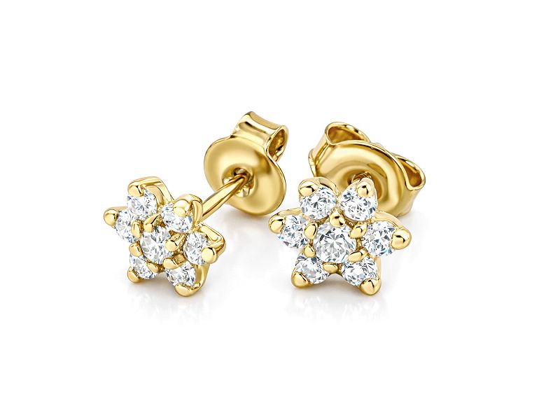 Złote kolczyki z cyrkoniami - 8374